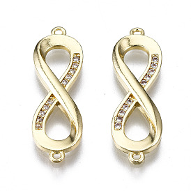 Brass Micro Pave Clear Cubic Zirconia Links Connectors, Infinity