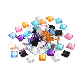 Imitation Taiwan Acrylic Rhinestone Cabochons, Flat Back & Faceted, Square, 8x8x3mm, about 2000pcs/bag