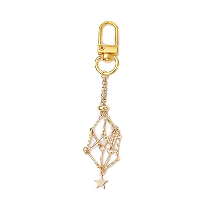 Étoile 304 pochette chaîne en macramé en acier inoxydable porte-pierre vide décoration pendentif, fermoirs alliage pivotantes