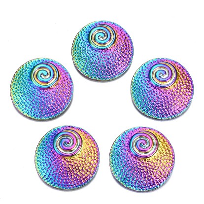 Rainbow Color Alloy Pendants, Cadmium Free & Nickel Free & Lead Free, Flat Round