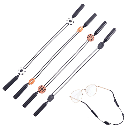 4Pcs 4 Styles Silicone Eyeglasses Holder Strap, Eyewear Retainer, Sports Sunglasses String Retainer, Basketball/Football/Rugby/Oval