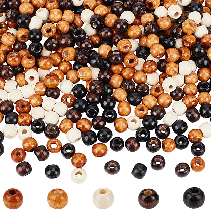 500Pcs 5 Colors Maple Wood Beads, Rondelle