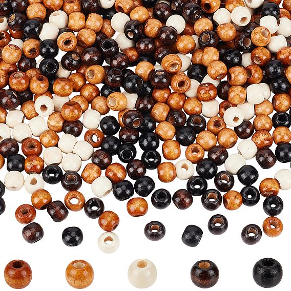 500Pcs 5 Colors Maple Wood Beads, Rondelle