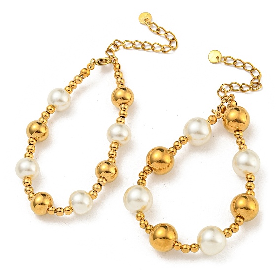 304 браслеты из нержавеющей стали и 201 из нержавеющей стали и пластика с круглыми жемчужными бусинами для женщин