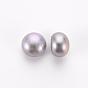Flat Round Natural Cultured Freshwater Pearl Beads, Half Drilled