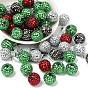 Акриловые бусины из стразов на рождественскую тематику, круглая с квадратным стразом, блестящие бусины для изготовления украшений своими руками, ручки и поделки из бисера