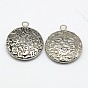 304 Stainless Steel Pendants, Flat Round, 27x23x5mm, Hole: 2mm