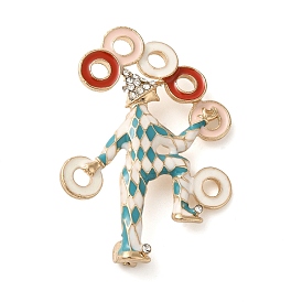 Alloy Crystal Rhinestone Brooch, Clown Enamel Pins, for Clothes Backpack