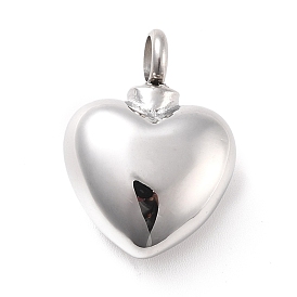 304 Stainless Steel Urn/Perfume Pendants, Heart