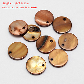Dyed Natural Flat Round Shell Pendants
