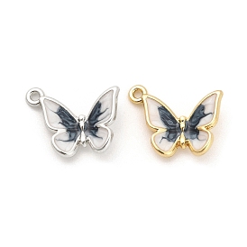 Rack Plating Alloy Enamel Pendants, Butterfly Charm