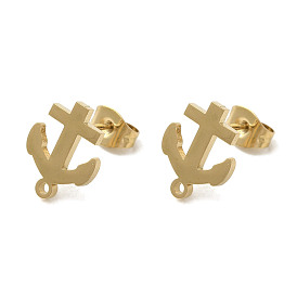 Ion Plating(IP) 304 Stainless Steel Stud Earring Findings, Anchor