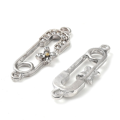Alloy with Rhinestone Links, Connector Charms, Cadmium Free & Lead Free, Paper Clip with Butterfly