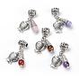 Tibetan Style Alloy Pendants, with Natural Gemstone Beads, Fish