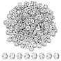 200 шт. Латунные бусины-распорки со стразами, класс А, волнистый край, серебряный цвет гальваническим, плоско-круглые