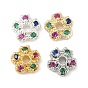 Латунные колпачки для бусин с микропаве и разноцветными фианитами, 5-лепестков цветка
