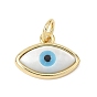 Brass & Natural White Shell & ResinPendants, Evil Eye Charms, Rack Plating, Long-Lasting Plated, Cadmium Free & Lead Free