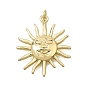Colgantes de latón, Encantos de cara de sol sonriente, chapado en rack, larga duración plateado, sin plomo y cadmio