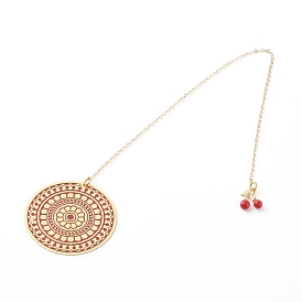 Christmas Theme Chain Bookmarks, with Zinc Alloy Enamel Cherry and Brass Flower Charms