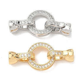 Fermoirs repliables en laiton micro pave zircone cubique transparente, anneau