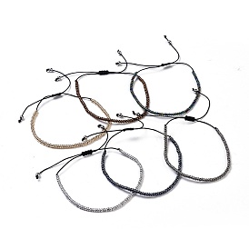 Плетеные браслеты из нейлоновой нити, со стеклянными бусинами и 304 бусинами из нержавеющей стали