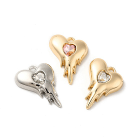 Glass Pandants, with Rack Plating Alloy Findings, Nickel Free, Melting Heart Charms