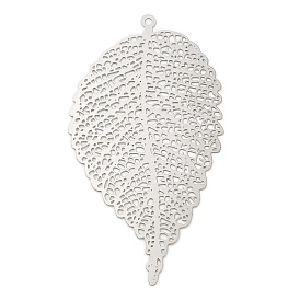 201 Stainless Steel Filigree Pendants, Etched Metal Embellishments, Leaf Charm