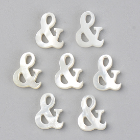 Natural White Shell Mother of Pearl Shell Beads, Top Drilled Beads, Number, And Symbol