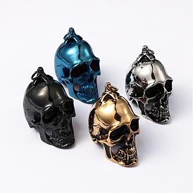 304 en acier inoxydable gros pendentifs, crâne bijoux de halloween, 60x32x42mm, Trou: 6mm