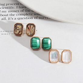 Chic Rectangle Abalone Shell Earrings for Women - Fashionable, Minimalist and Versatile Jewelry