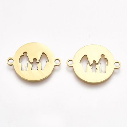 201 Stainless Steel Links Connectors, Laser Cut Links, Flat Round with Family