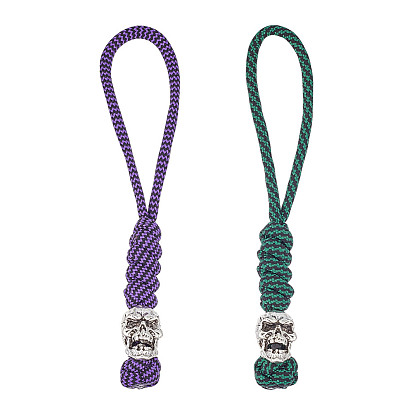 2 шт. 2 цвета, подвески из нейлонового парашютного шнура ручной работы для мужчин, с бусинами из сплава черепов для ножей, аксессуаров EDC