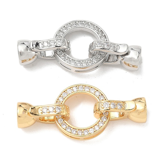 Латунное микропейв, прозрачный кубический цирконий, складные застежки, без кадмия, без никеля и без свинца, кольцо