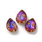 K9 Glass Rhinestone Cabochons, Point Back & Back Plated, Faceted, Teardrop