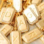 Латунный микропаве прозрачный кубический цирконий прямоугольник с инициалом подвеска двухслойные ожерелья для женщин, с 201 цепи из нержавеющей стали, золотые