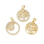 Латунные микро проложить кубического циркония подвески, без кадмия и без свинца, круглые с деревом