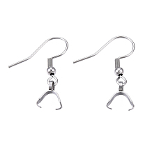 304 Stainless Steel Hooks, Ear Wire, with Ice Pick Pinch Bails