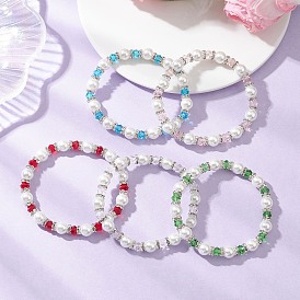 Браслеты из круглых бусин из перламутрового стекла и жемчуга для женщин, с хрустальными биконусными бусинами