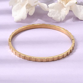 304 Stainless Steel Textured Hinged Cuff Bangles for Women, Ion Plating(IP)