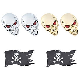 SUPERFINDINGS PET and Alloy Decoration Sticker, for Car Decoration, Skull