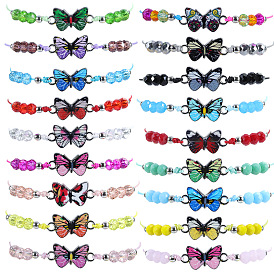 Разноцветный браслет-бабочка - хрустальные бусины, ручной работы, лето, девочки, ткачество, различные стили