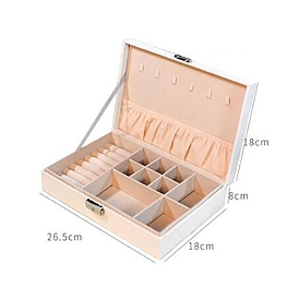 Rectangle PU Leather Jewelry Organizer Boxes, Portable Travel Jewelry Case, for Earrings, Necklaces, Rings