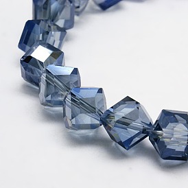 Crystal Glass Cube Beads Strands, Faceted, 11x11x11mm, Hole: 1mm, about 59pcs/strand, 29.9 inch