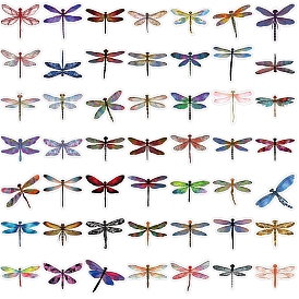 53Pcs Insect PVC Self-Adhesive Cartoon Stickers, Waterpoof Dragonfly Decals for Kid's Art Craft