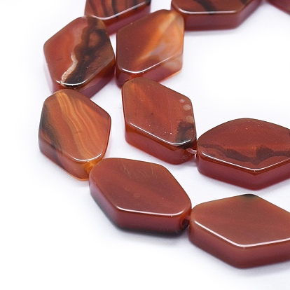 Natural Carnelian Beads Strands, Dyed & Heated, Rhombus