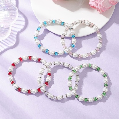 Браслеты из круглых бусин из перламутрового стекла и жемчуга для женщин, с хрустальными биконусными бусинами