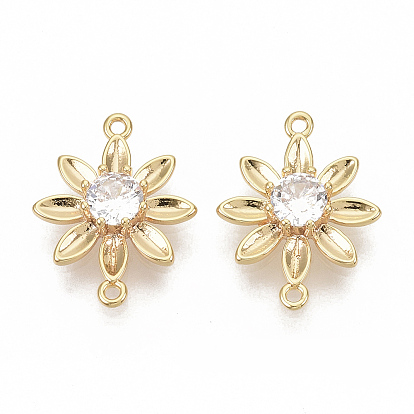 Медные кубические циркониевые связи / соединители, без никеля , цветок, реальный 18 k позолоченный