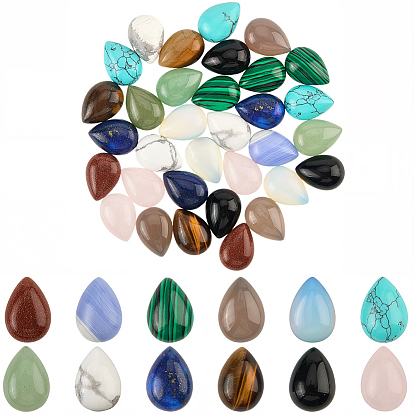 36шт. 12 стили смешанные драгоценные камни кабошоны, слеза, смешанные окрашенные и неокрашенные