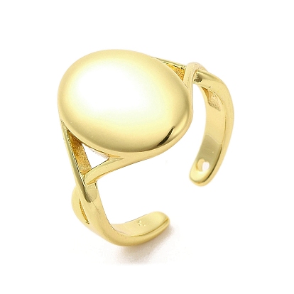 Rack Plating Brass Finger Ring, Cuff Ring, Long-Lasting Plated, Cadmium Free & Lead Free, Oval