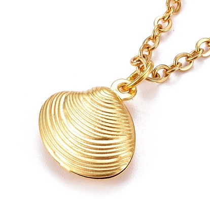 Shell Shape Pendant Necklaces, with 304 Stainless Steel Pendants & Cable Chains, Brass Spring Ring Clasps